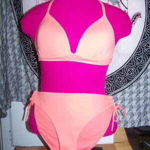 Roxy NWT Peach Halter & Tie Bikini Sz L